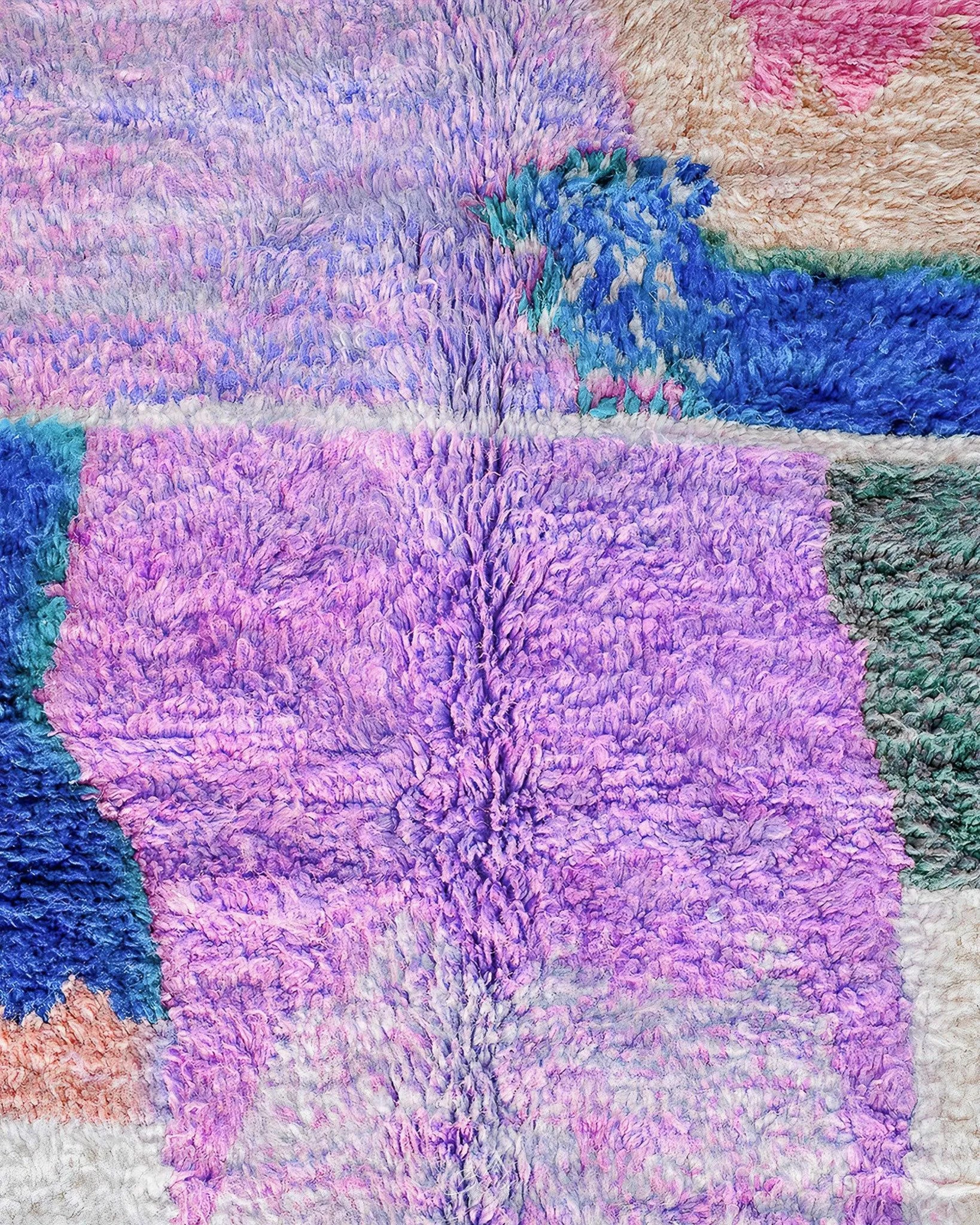 Purple Boujaad Carpet 3 X 5 Ft | 90 X 150 Cm / With Tassels / Short (0.4” / 1 cm)