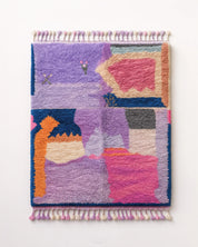 Purple Boujaad Carpet 3 X 5 Ft | 90 X 150 Cm / With Tassels / Short (0.4” / 1 cm)
