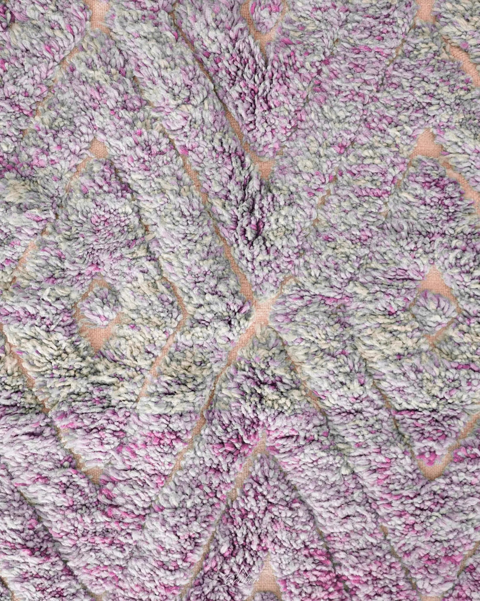 Purple Treillis Moroccan Rug 3 X 5 Ft | 90 X 150 Cm / With Tassels / Short (0.4” / 1 cm)