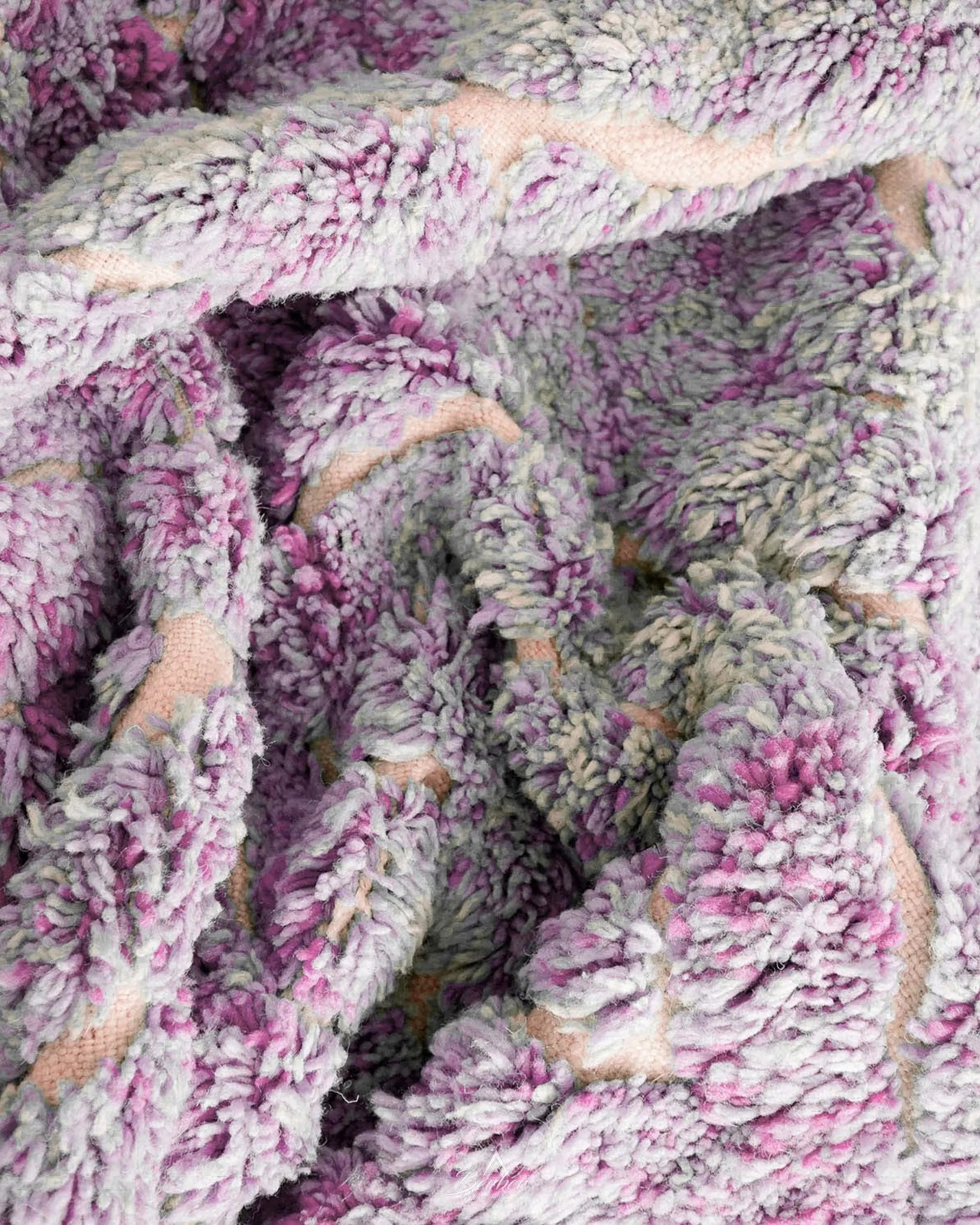 Purple Treillis Moroccan Rug 3 X 5 Ft | 90 X 150 Cm / With Tassels / Short (0.4” / 1 cm)