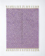 Purple Treillis Moroccan Rug 3 X 5 Ft | 90 X 150 Cm / With Tassels / Short (0.4” / 1 cm)
