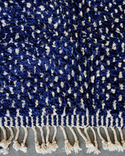 Blue Dotted Berber Rug 3 X 5 Ft | 90 X 150 Cm / With Tassels / Short (0.4” / 1 cm)