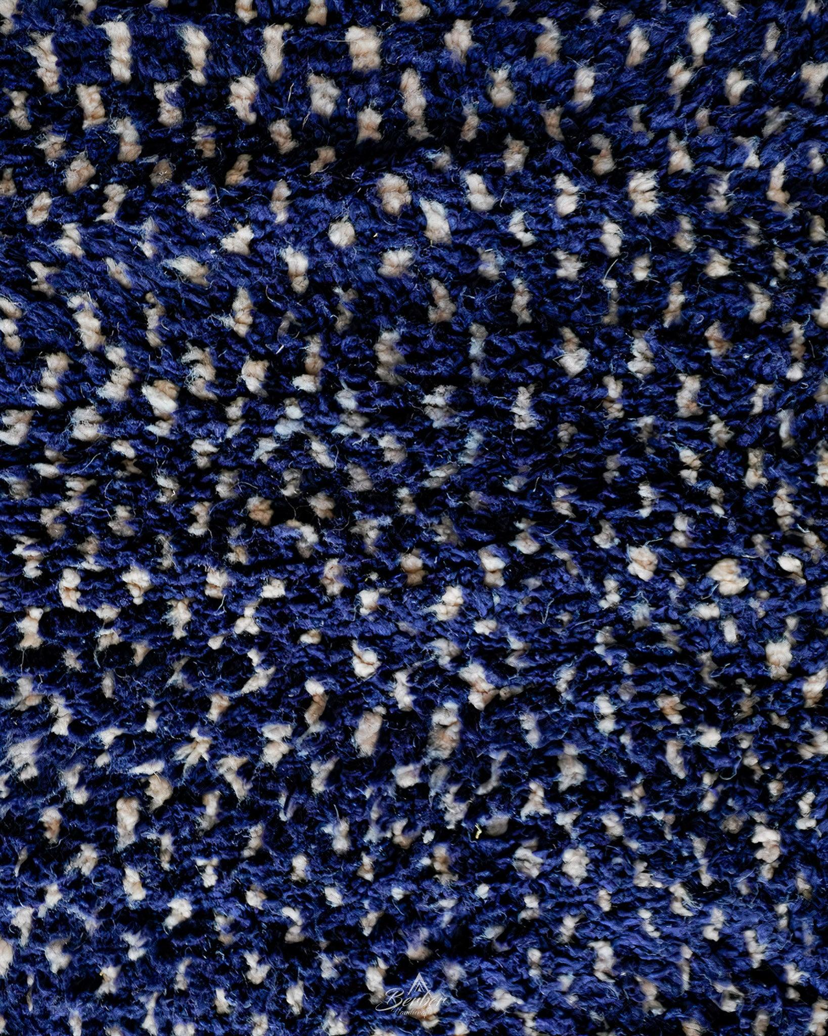 Blue Dotted Berber Rug 3 X 5 Ft | 90 X 150 Cm / With Tassels / Short (0.4” / 1 cm)