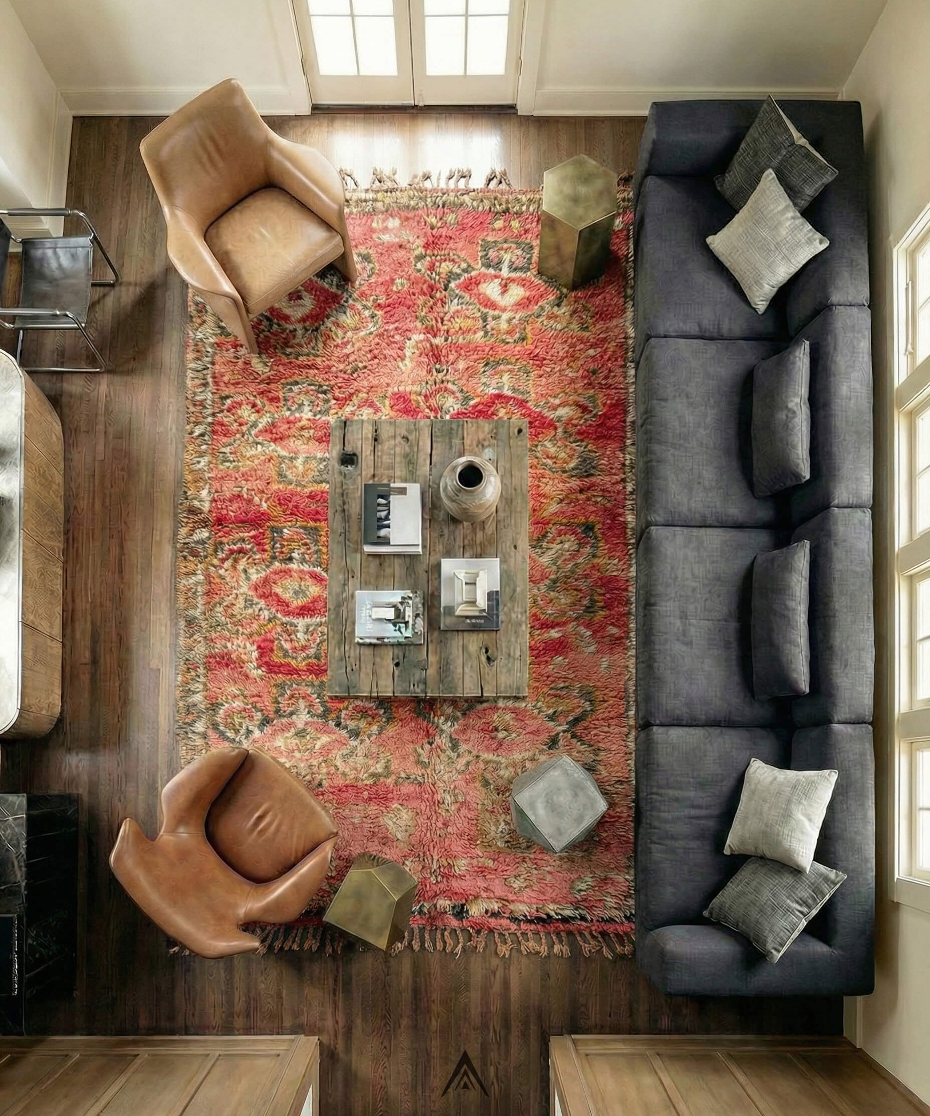 Retro Boho Rug 5x8.7 ft — 150x265 cm-Berber Handicraft