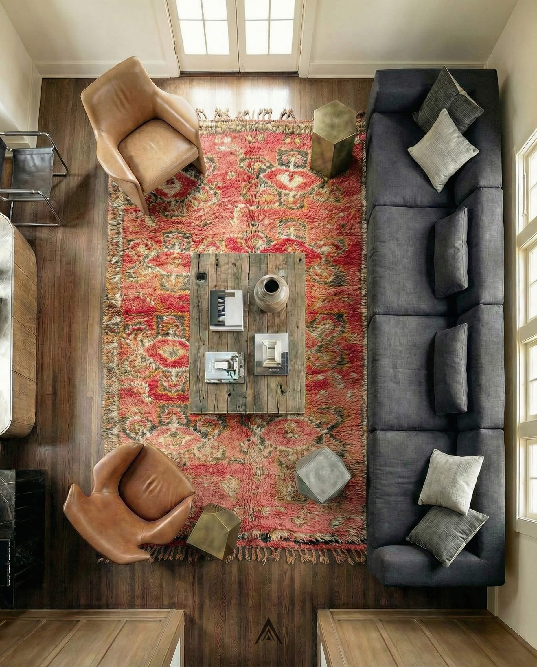 Retro Boho Rug 5x8.7 ft — 150x265 cm-Berber Handicraft