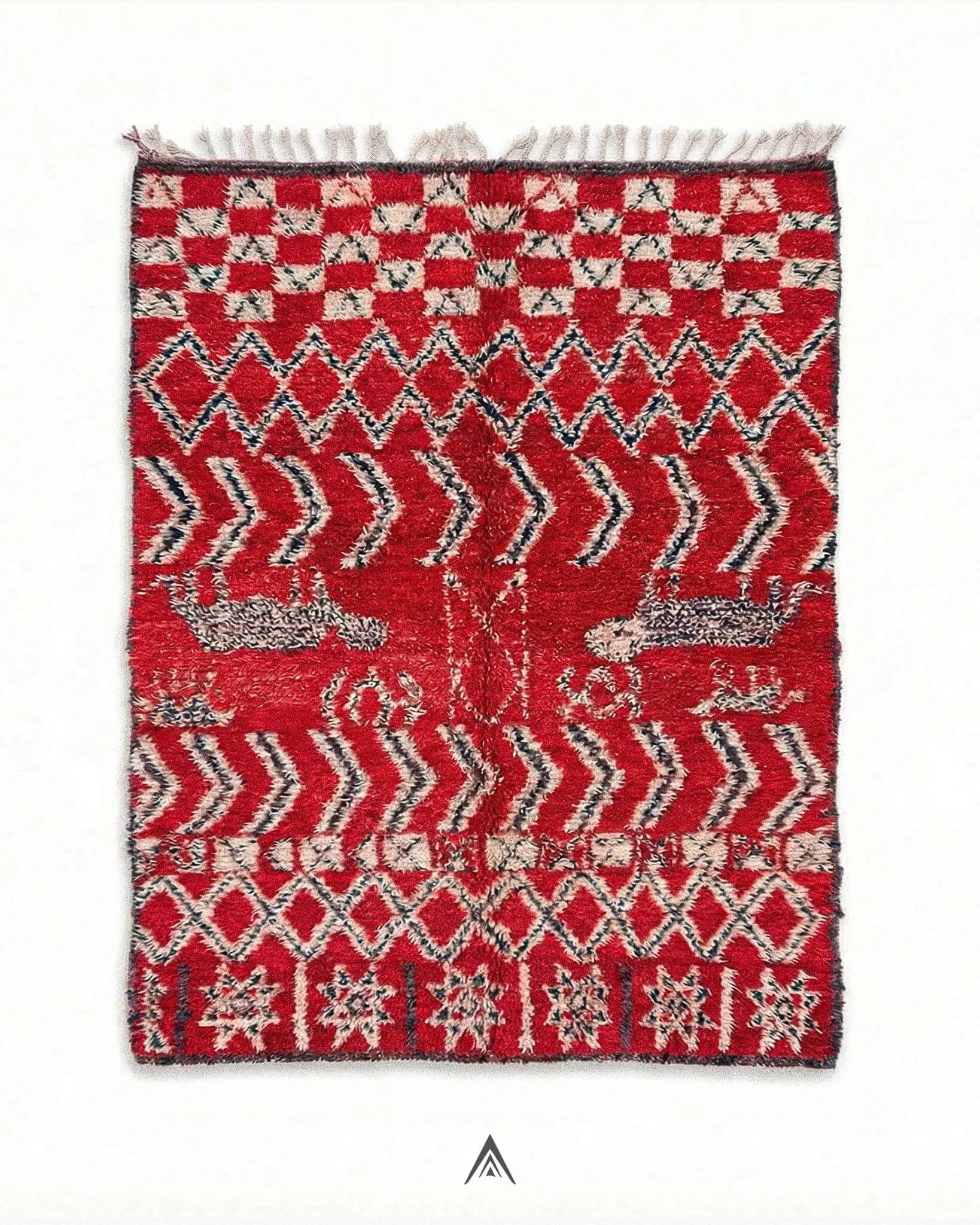 Retro Vintage Carpet 6.2x10 ft — 190x307 cm-Berber Handicraft