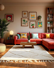 Small Beni Ourain Rug 3 X 5 Ft | 90 X 150 Cm / With Tassels / Short (0.4” / 1 cm)