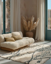 Small to Large Beni Ourain Rug 3 X 5 Ft | 90 X 150 Cm / With Tassels / Short (0.4” / 1 cm)