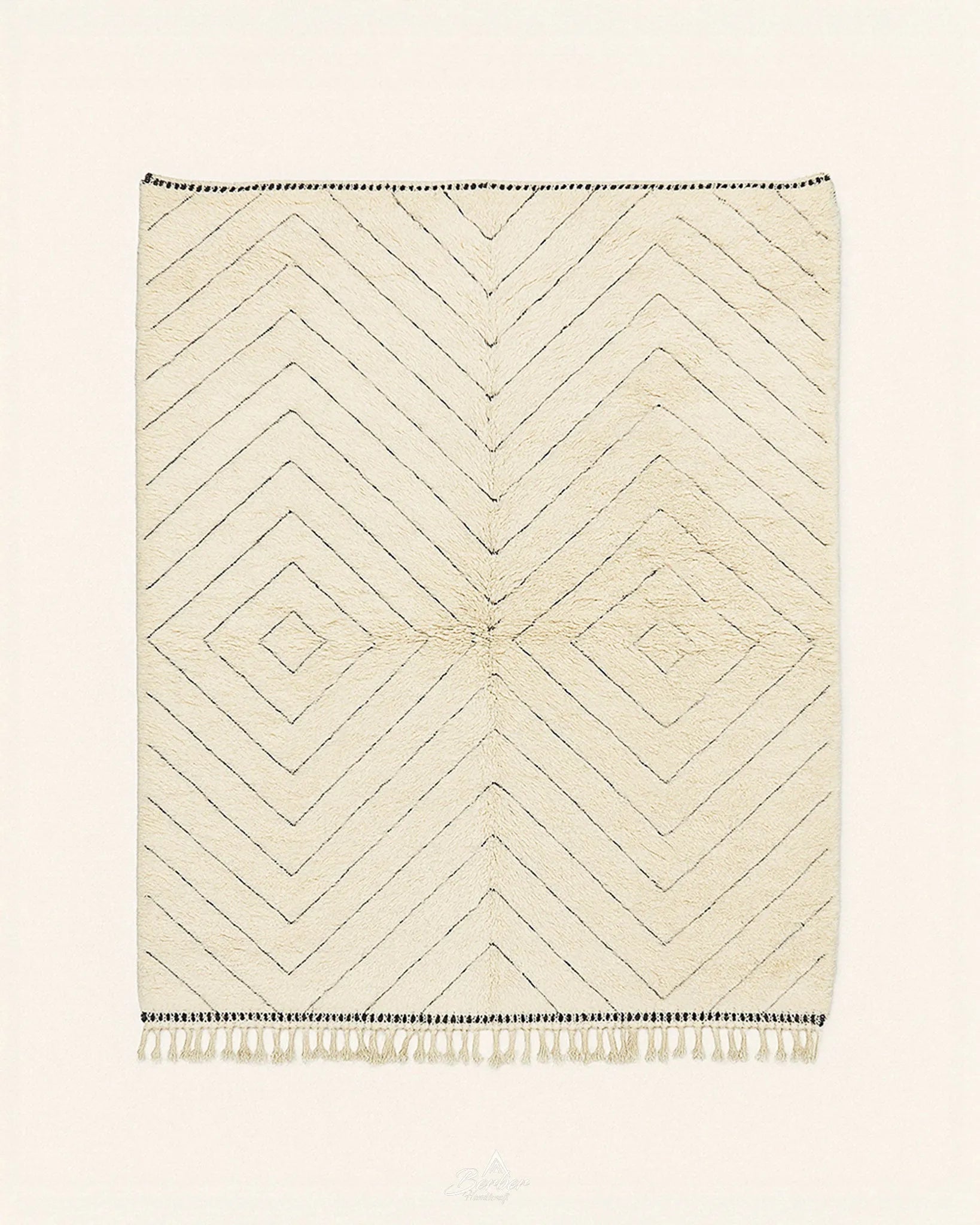 Soft Berber Rug 3 X 5 Ft | 90 X 150 Cm / With Tassels / Short (0.4” / 1 cm)