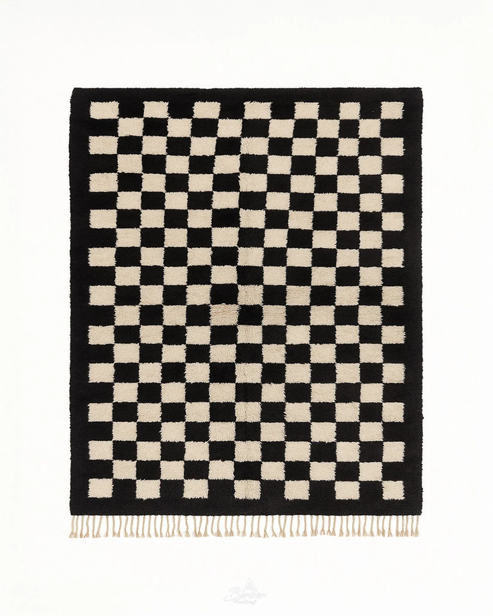 Soft Checkered Rug 3 X 5 Ft | 90 X 150 Cm / With Tassels / Short (0.4” / 1 cm)