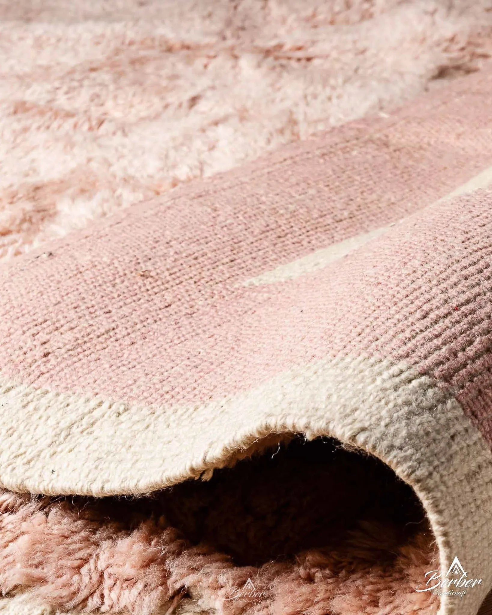 Soft Pink Moroccan Rug 3 X 5 Ft | 90 X 150 Cm / With Tassels / Short (0.4” / 1 cm)