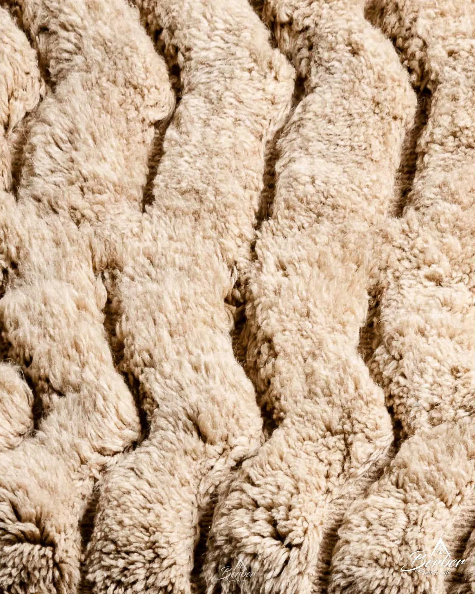 Striped Beni Ourain Carpet 3 X 5 Ft | 90 X 150 Cm / With Tassels / Short (0.4” / 1 cm)