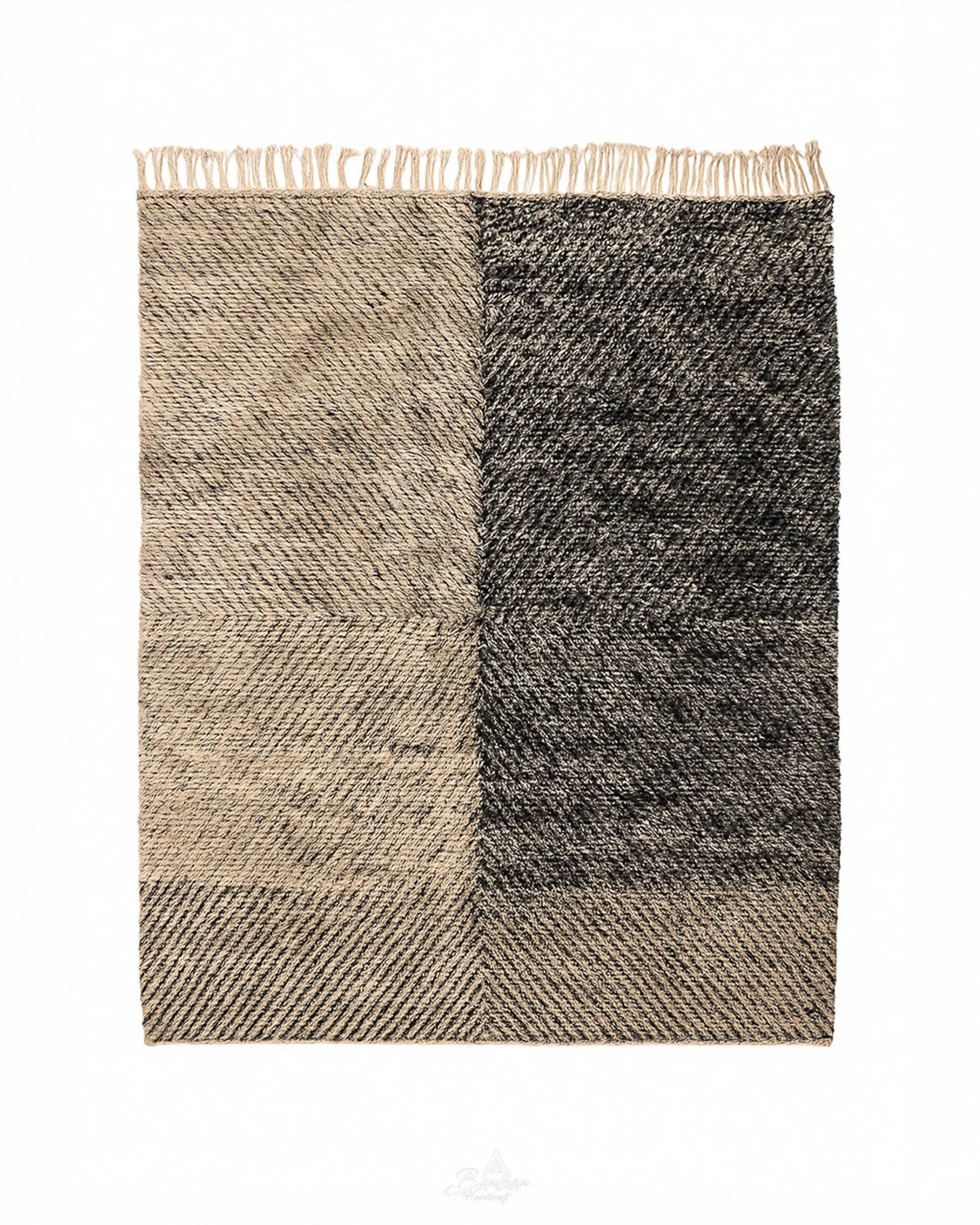 Striped Beni Ourain Rug 3 X 5 Ft | 90 X 150 Cm / With Tassels / Short (0.4” / 1 cm)