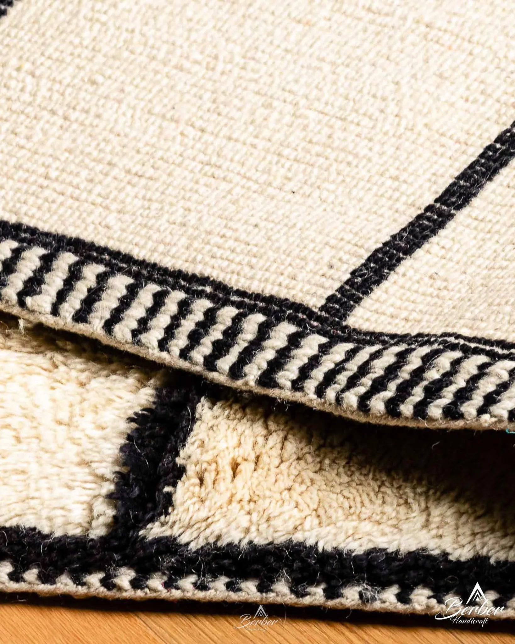 Striped Berber Rug 3 X 5 Ft | 90 X 150 Cm / With Tassels / Short (0.4” / 1 cm)