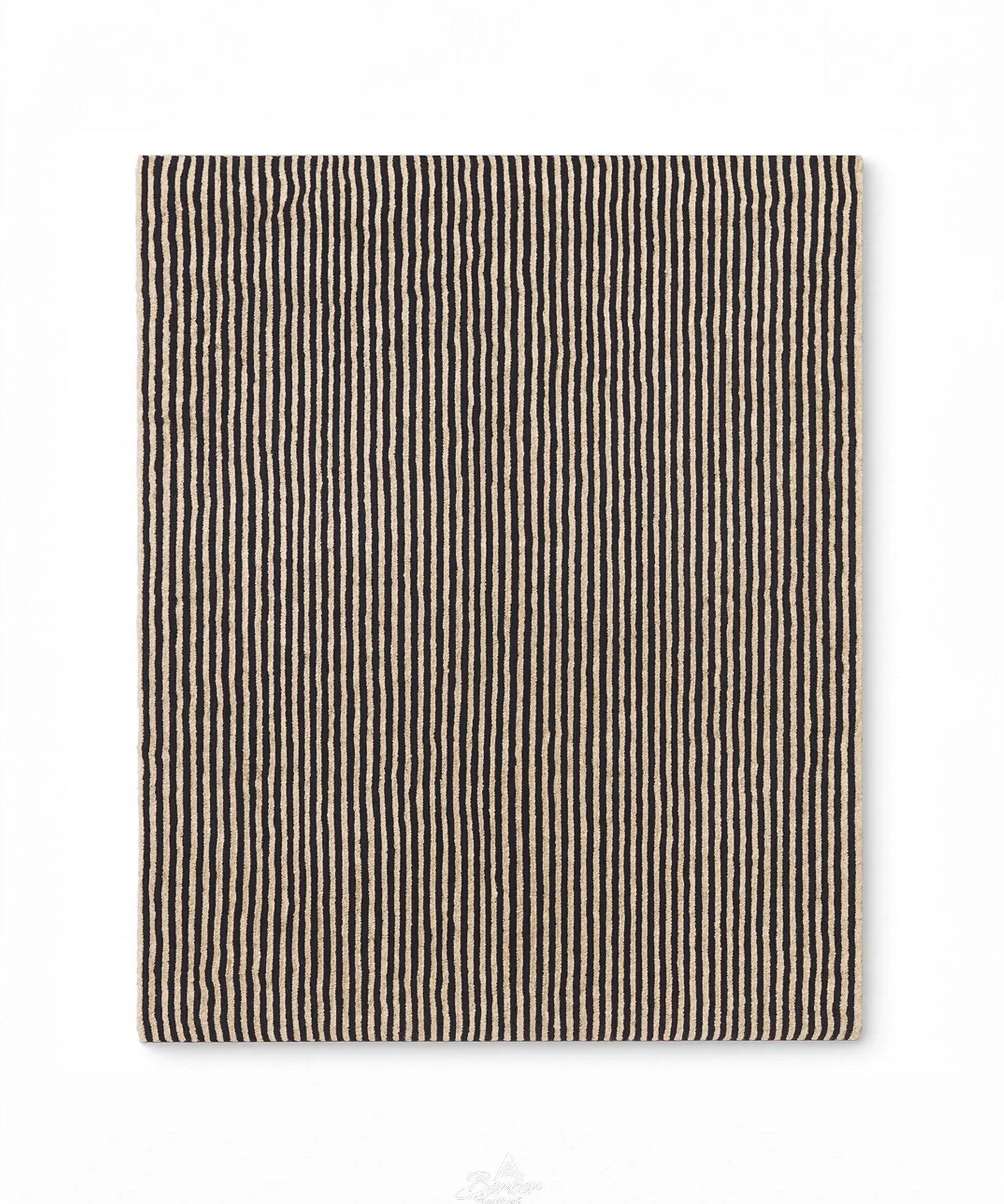 Striped Black Moroccan Rug-Berber Handicraft