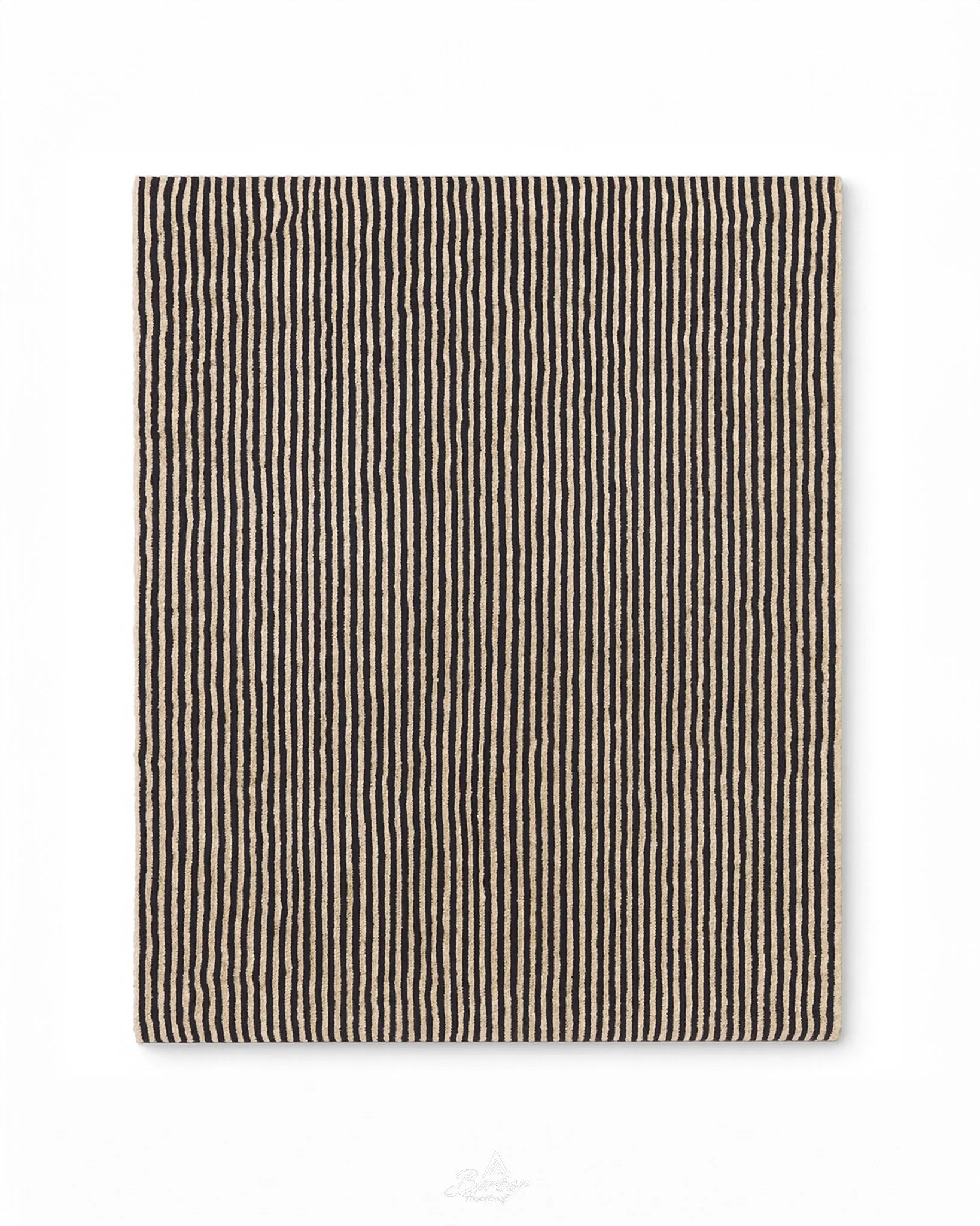 Striped Black Moroccan Rug-Berber Handicraft