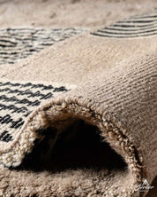 Striped Brown Moroccan Rug 3 X 5 Ft | 90 X 150 Cm / With Tassels / Short (0.4” / 1 cm)