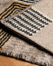 Striped Brown Moroccan Rug 3 X 5 Ft | 90 X 150 Cm / With Tassels / Short (0.4” / 1 cm)