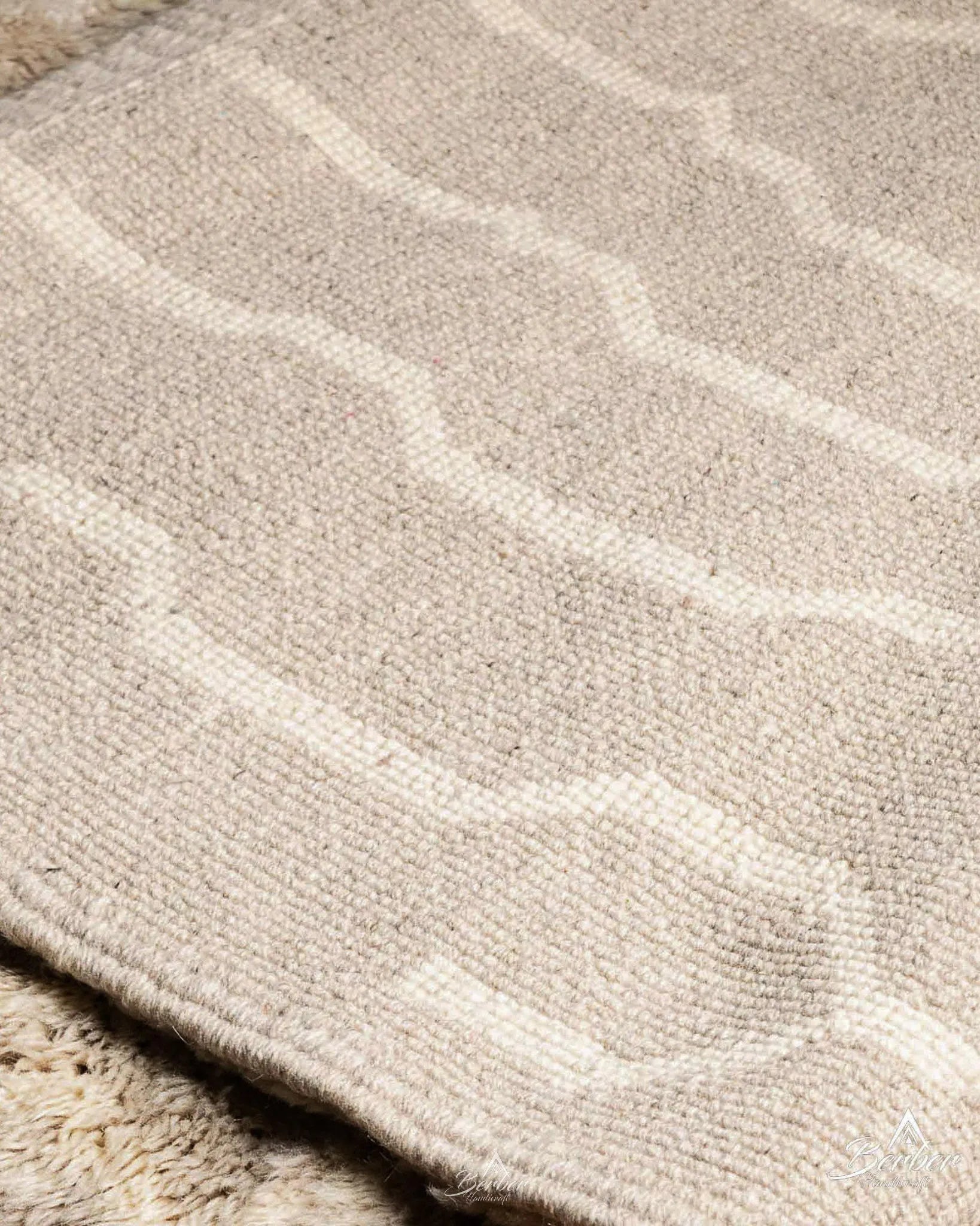 Striped Brown Morrocan Rug 3 X 5 Ft | 90 X 150 Cm / With Tassels / Short (0.4” / 1 cm)