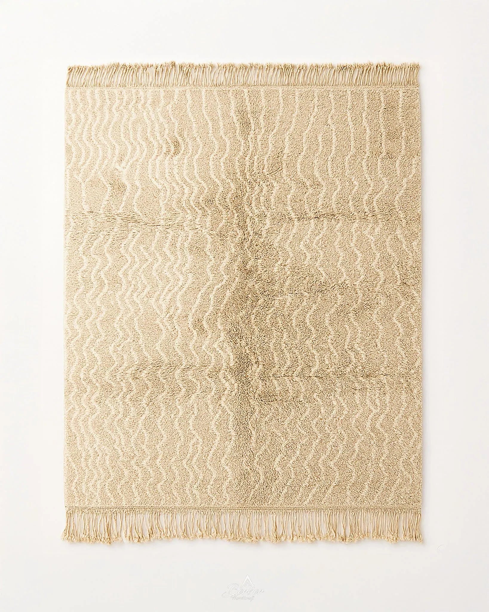 Striped Brown Morrocan Rug 3 X 5 Ft | 90 X 150 Cm / With Tassels / Short (0.4” / 1 cm)