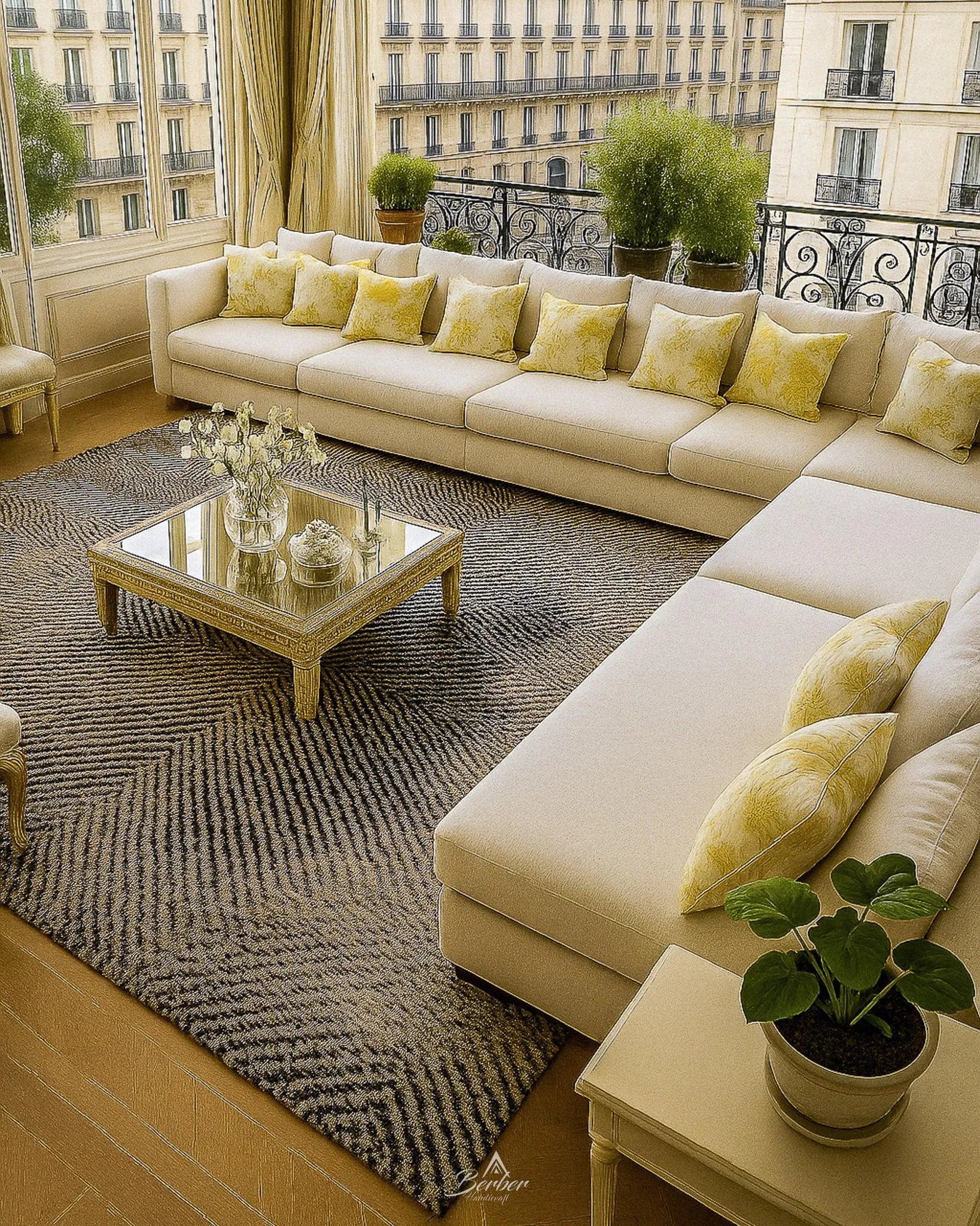 Striped Brown area Rug 3 X 5 Ft | 90 X 150 Cm / With Tassels / Short (0.4” / 1 cm)