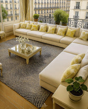 Striped Brown area Rug 3 X 5 Ft | 90 X 150 Cm / With Tassels / Short (0.4” / 1 cm)
