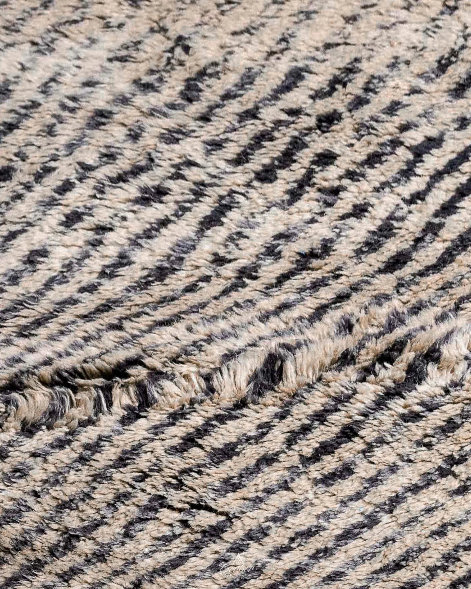 Striped Brown area Rug 3 X 5 Ft | 90 X 150 Cm / With Tassels / Short (0.4” / 1 cm)