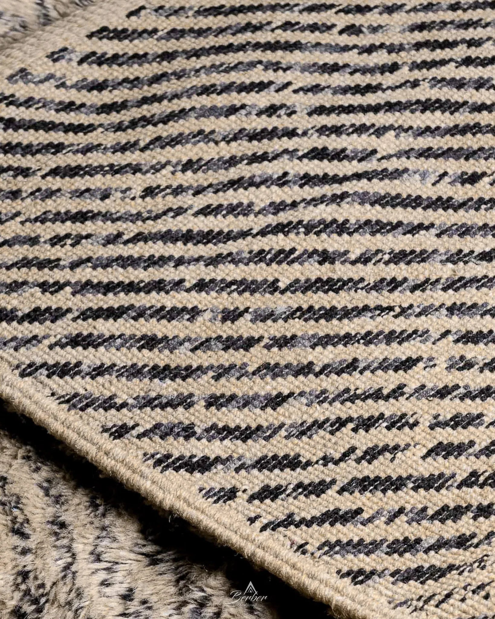 Striped Brown area Rug 3 X 5 Ft | 90 X 150 Cm / With Tassels / Short (0.4” / 1 cm)