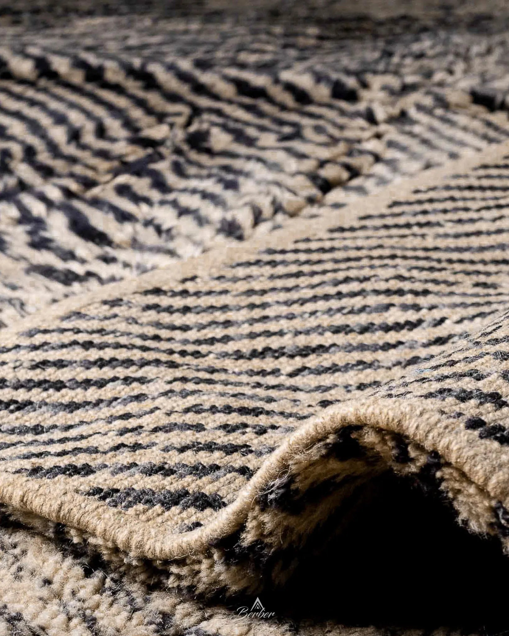 Striped Brown area Rug 3 X 5 Ft | 90 X 150 Cm / With Tassels / Short (0.4” / 1 cm)