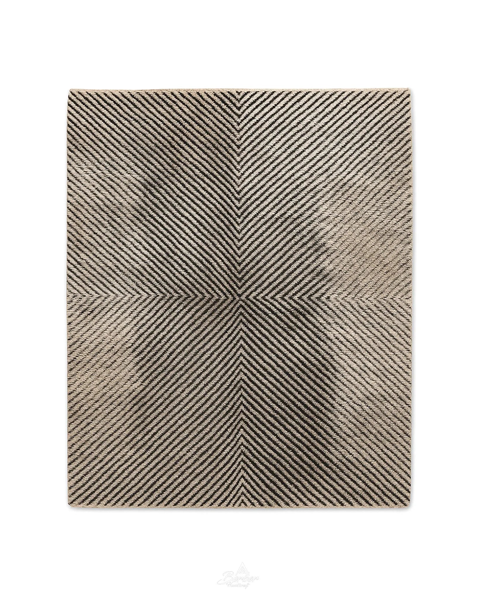Striped Brown area Rug 3 X 5 Ft | 90 X 150 Cm / With Tassels / Short (0.4” / 1 cm)