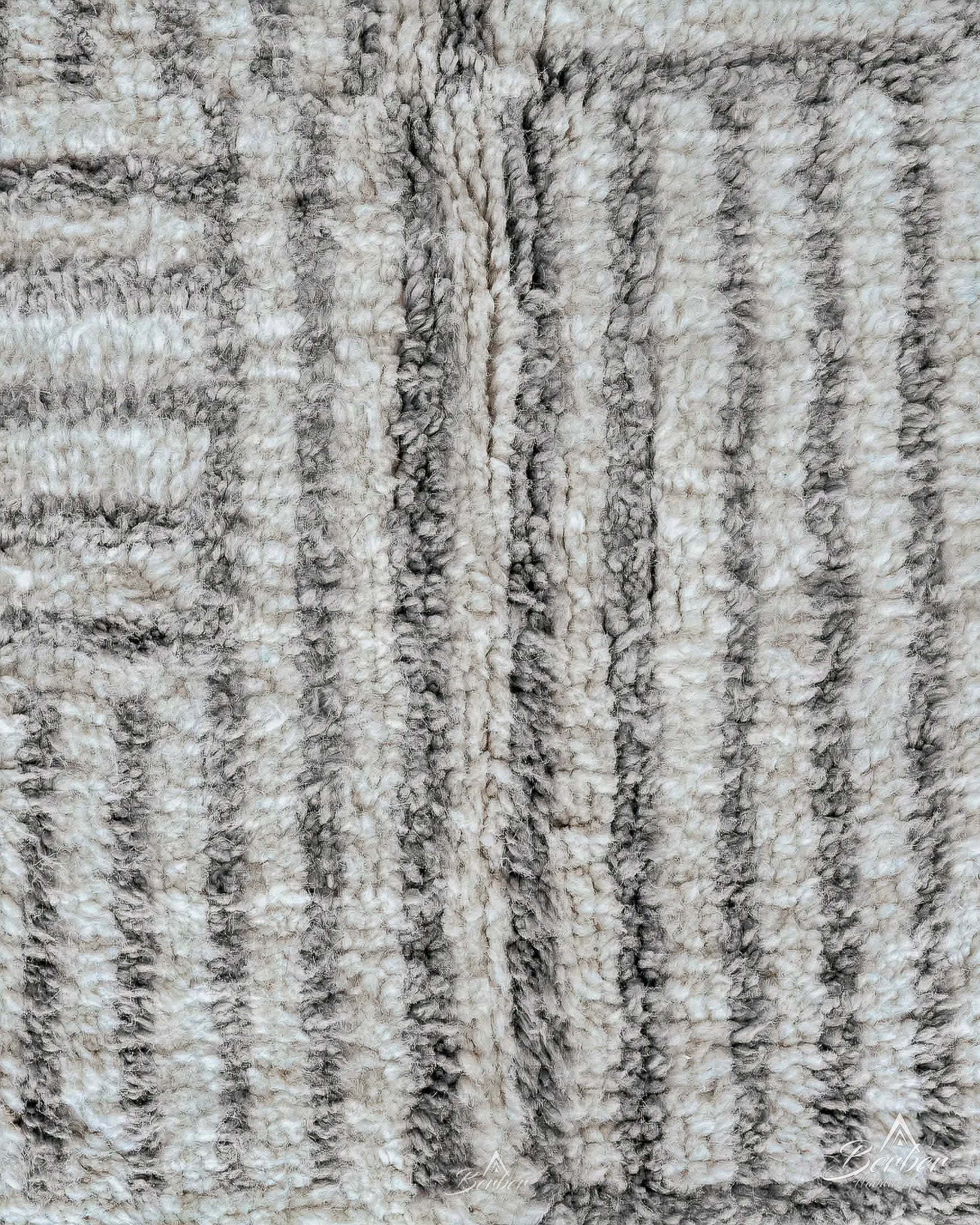 Striped Grey Moroccan rug 3 X 5 Ft | 90 X 150 Cm / With Tassels / Short (0.4” / 1 cm)