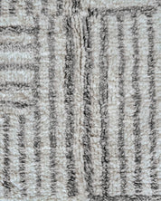Striped Grey Moroccan rug 3 X 5 Ft | 90 X 150 Cm / With Tassels / Short (0.4” / 1 cm)