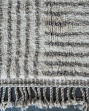 Striped Grey Moroccan rug 3 X 5 Ft | 90 X 150 Cm / With Tassels / Short (0.4” / 1 cm)