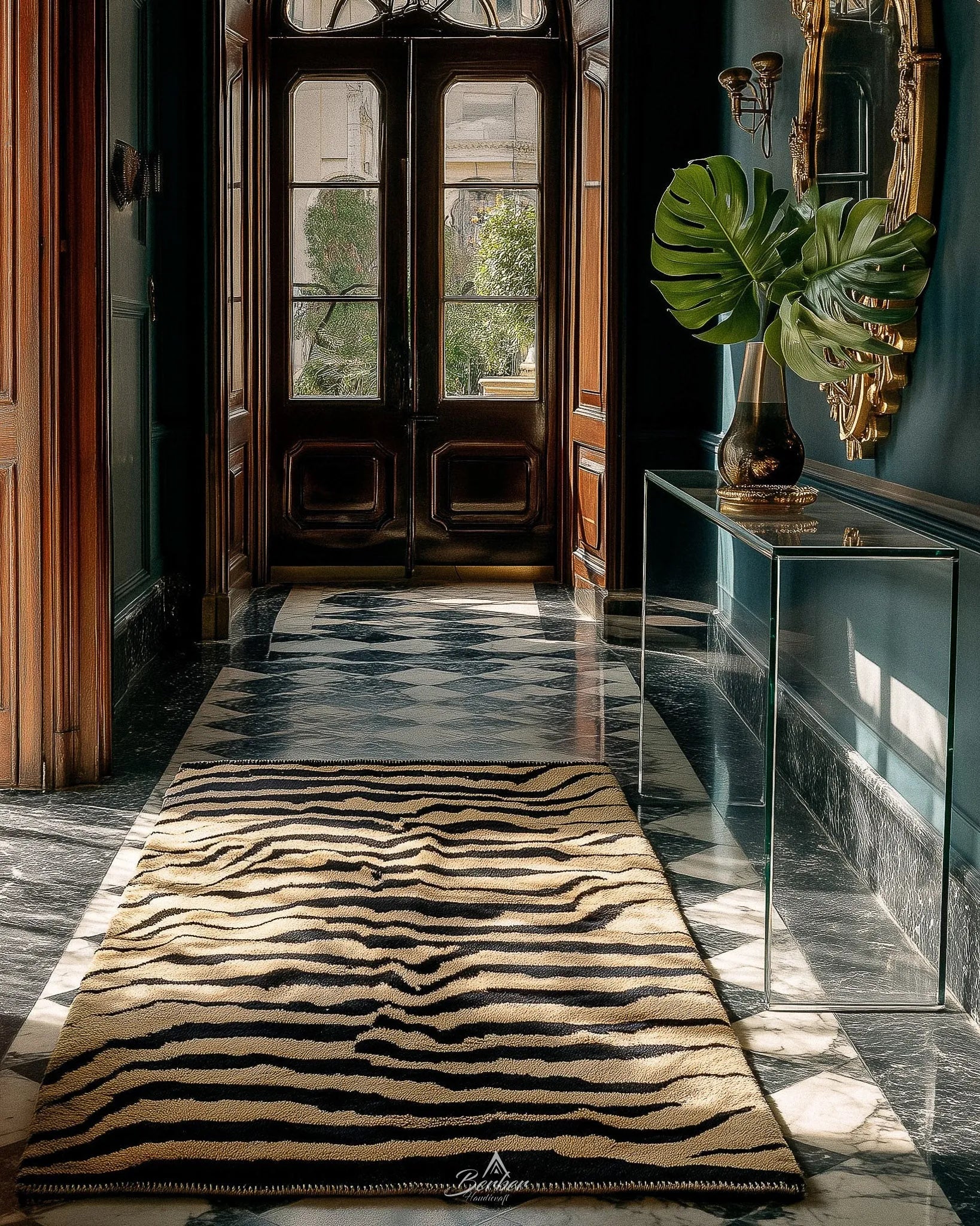 Striped Moroccan Carpet 3 X 5 Ft | 90 X 150 Cm / With Tassels / Short (0.4” / 1 cm)