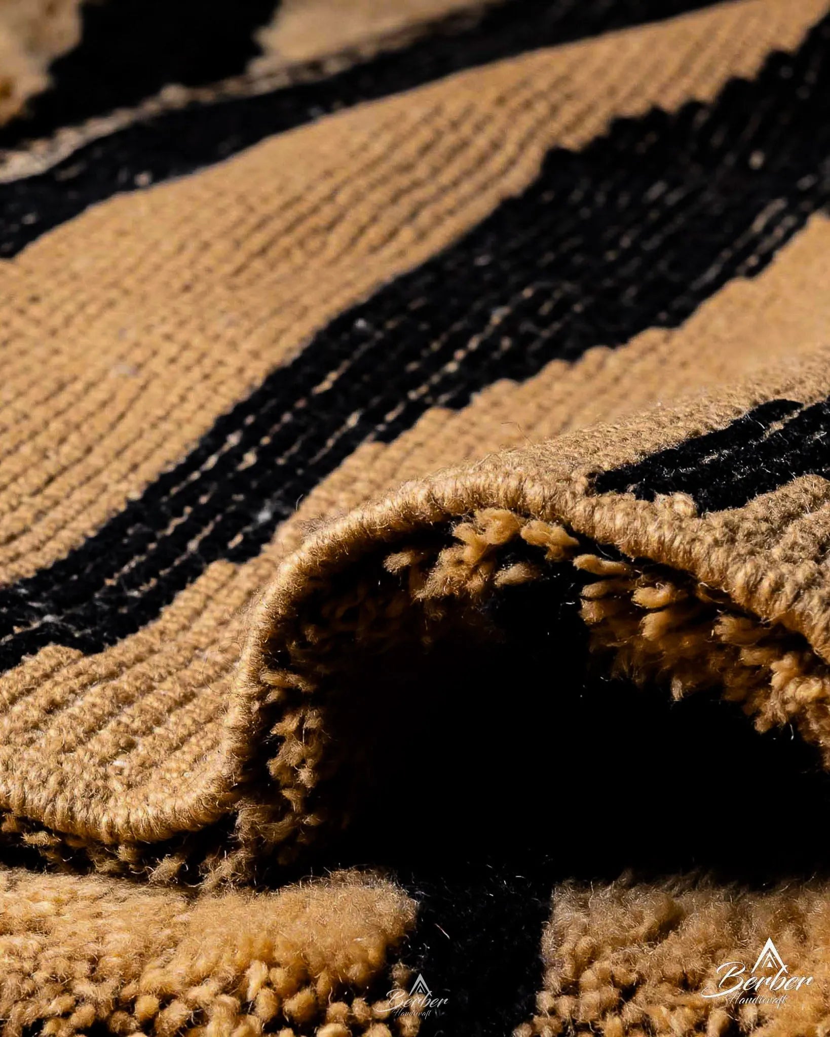 Striped Moroccan Carpet 3 X 5 Ft | 90 X 150 Cm / With Tassels / Short (0.4” / 1 cm)