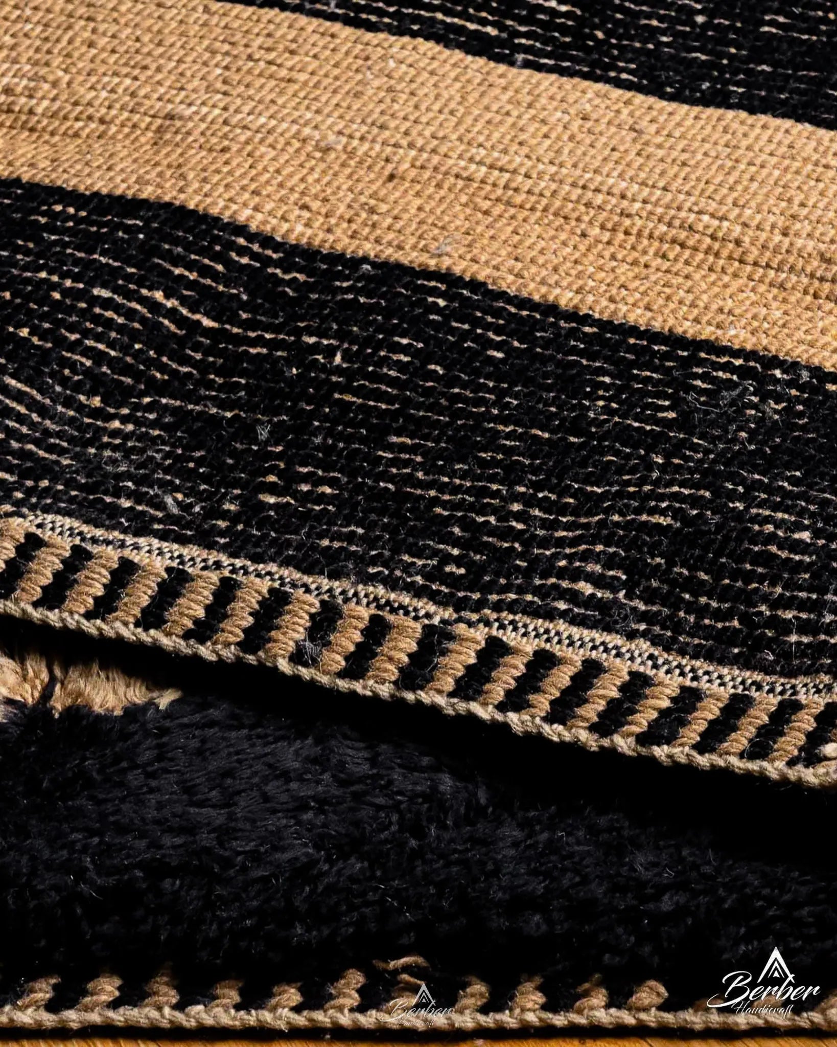 Striped Moroccan Carpet 3 X 5 Ft | 90 X 150 Cm / With Tassels / Short (0.4” / 1 cm)