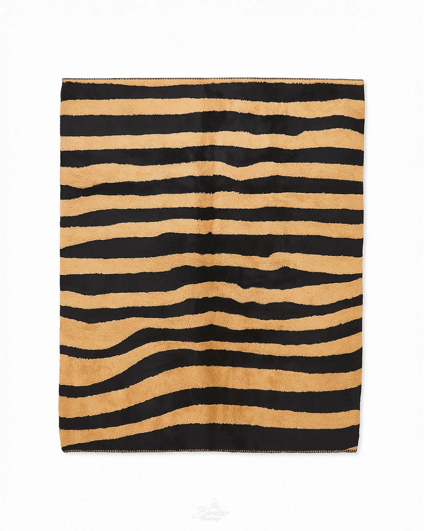Striped Moroccan Carpet 3 X 5 Ft | 90 X 150 Cm / With Tassels / Short (0.4” / 1 cm)
