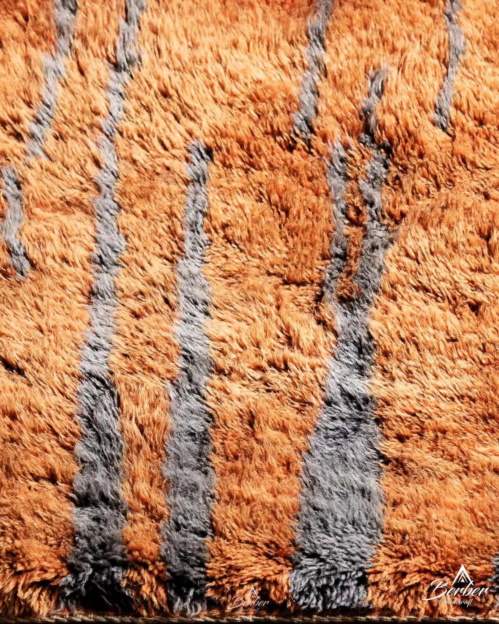 Striped Orange Morrocan Rug 3 X 5 Ft | 90 X 150 Cm / With Tassels / Short (0.4” / 1 cm)