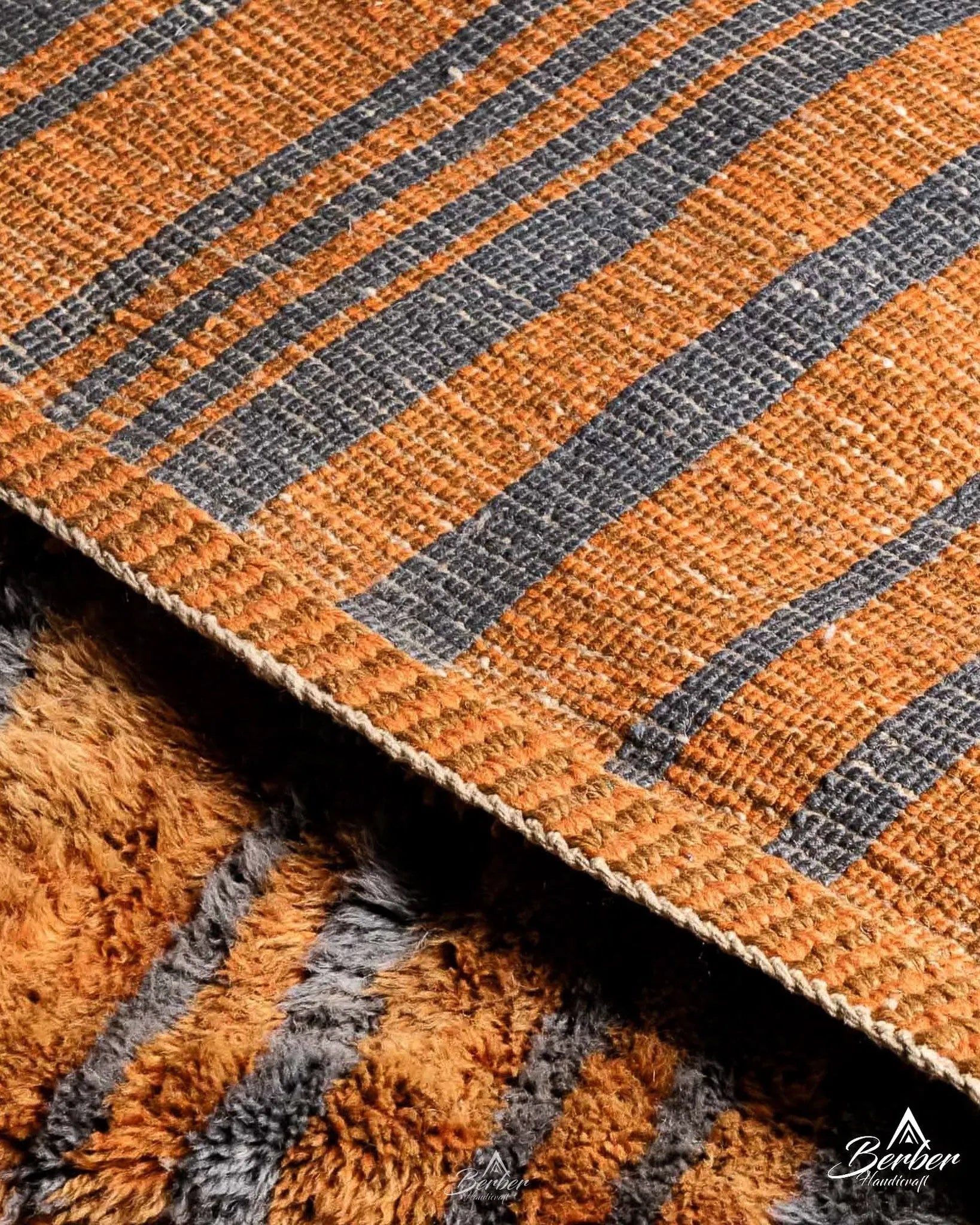 Striped Orange Morrocan Rug 3 X 5 Ft | 90 X 150 Cm / With Tassels / Short (0.4” / 1 cm)