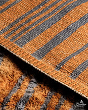 Striped Orange Morrocan Rug 3 X 5 Ft | 90 X 150 Cm / With Tassels / Short (0.4” / 1 cm)