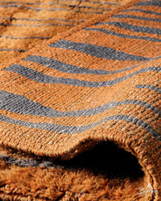Striped Orange Morrocan Rug 3 X 5 Ft | 90 X 150 Cm / With Tassels / Short (0.4” / 1 cm)