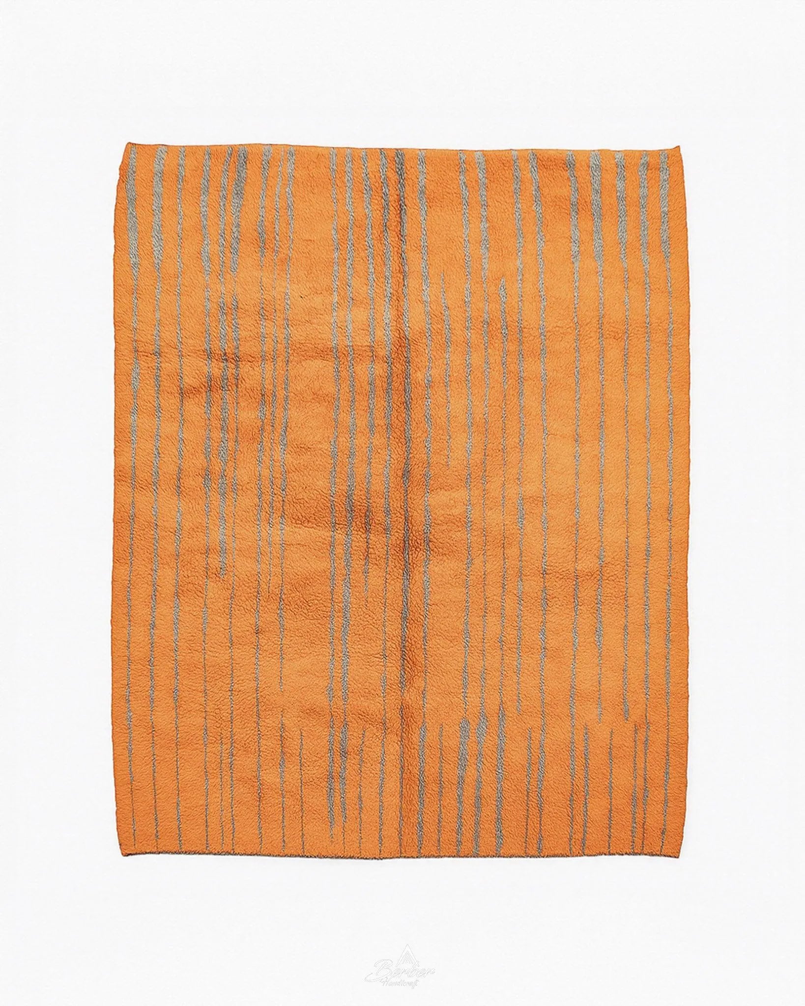 Striped Orange Morrocan Rug 3 X 5 Ft | 90 X 150 Cm / With Tassels / Short (0.4” / 1 cm)