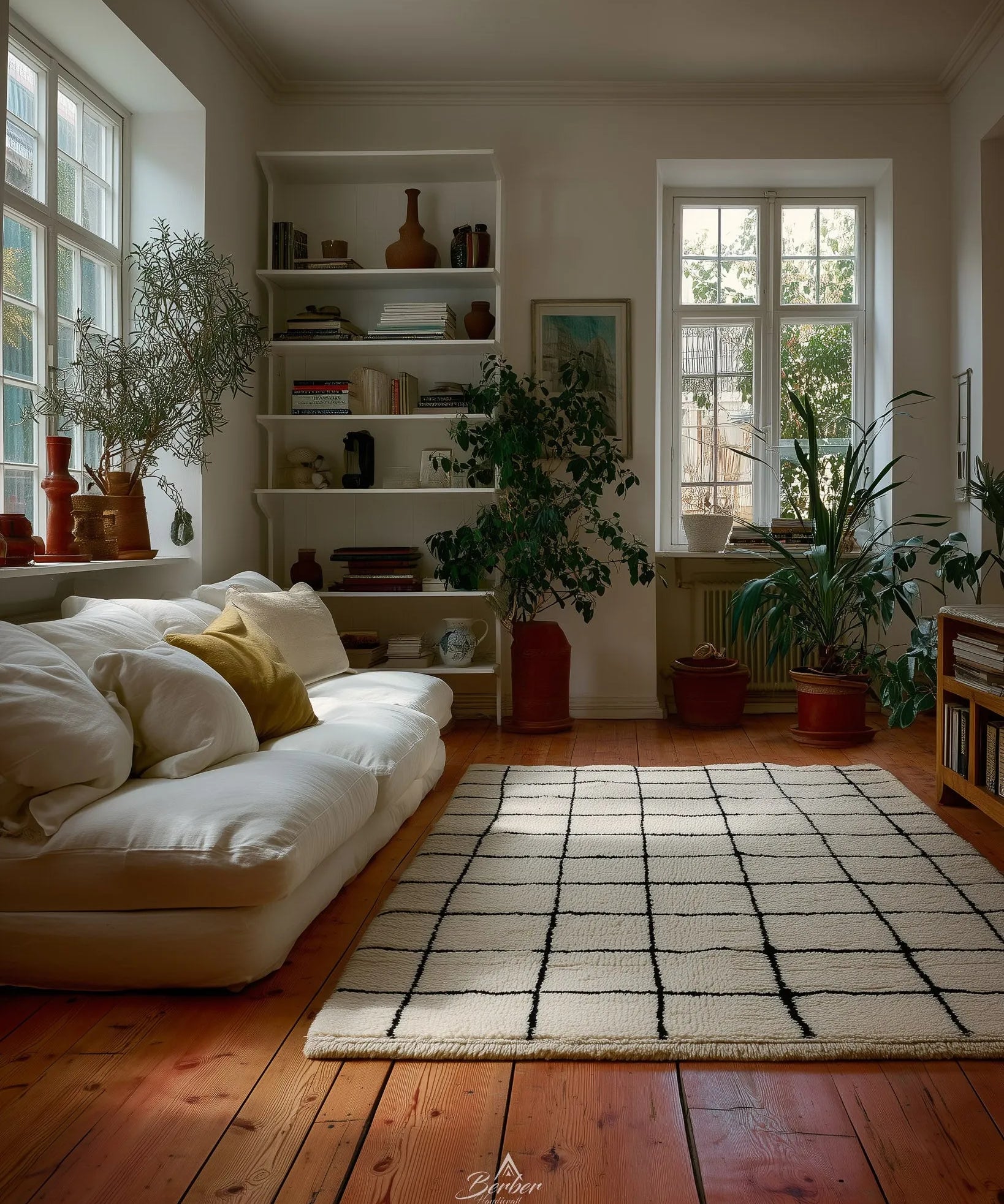 Striped Wool Rug-Berber Handicraft