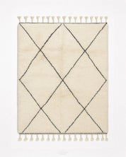 Trellis Beni Ourain Rug 3 X 5 Ft | 90 X 150 Cm / With Tassels / Short (0.4” / 1 cm)