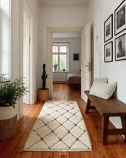 Trellis Moroccan Rug Runner 2 X 6 Ft | 60 X 180 Cm / With Tassels / Short (0.4” / 1 cm)