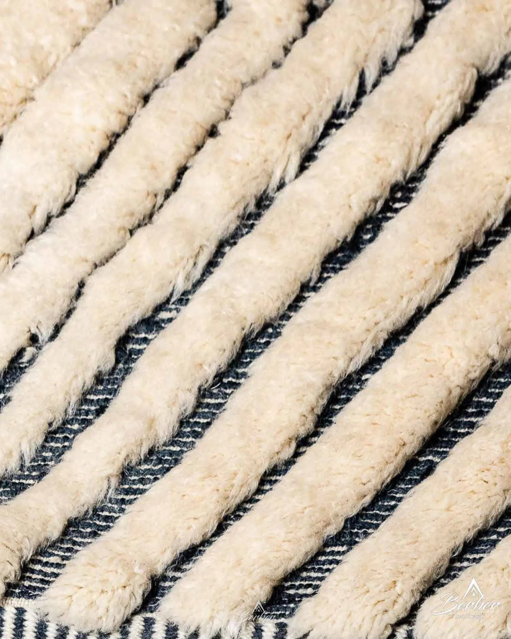 Tribal Beni Ourain Rug 3 X 5 Ft | 90 X 150 Cm / With Tassels / Short (0.4” / 1 cm)