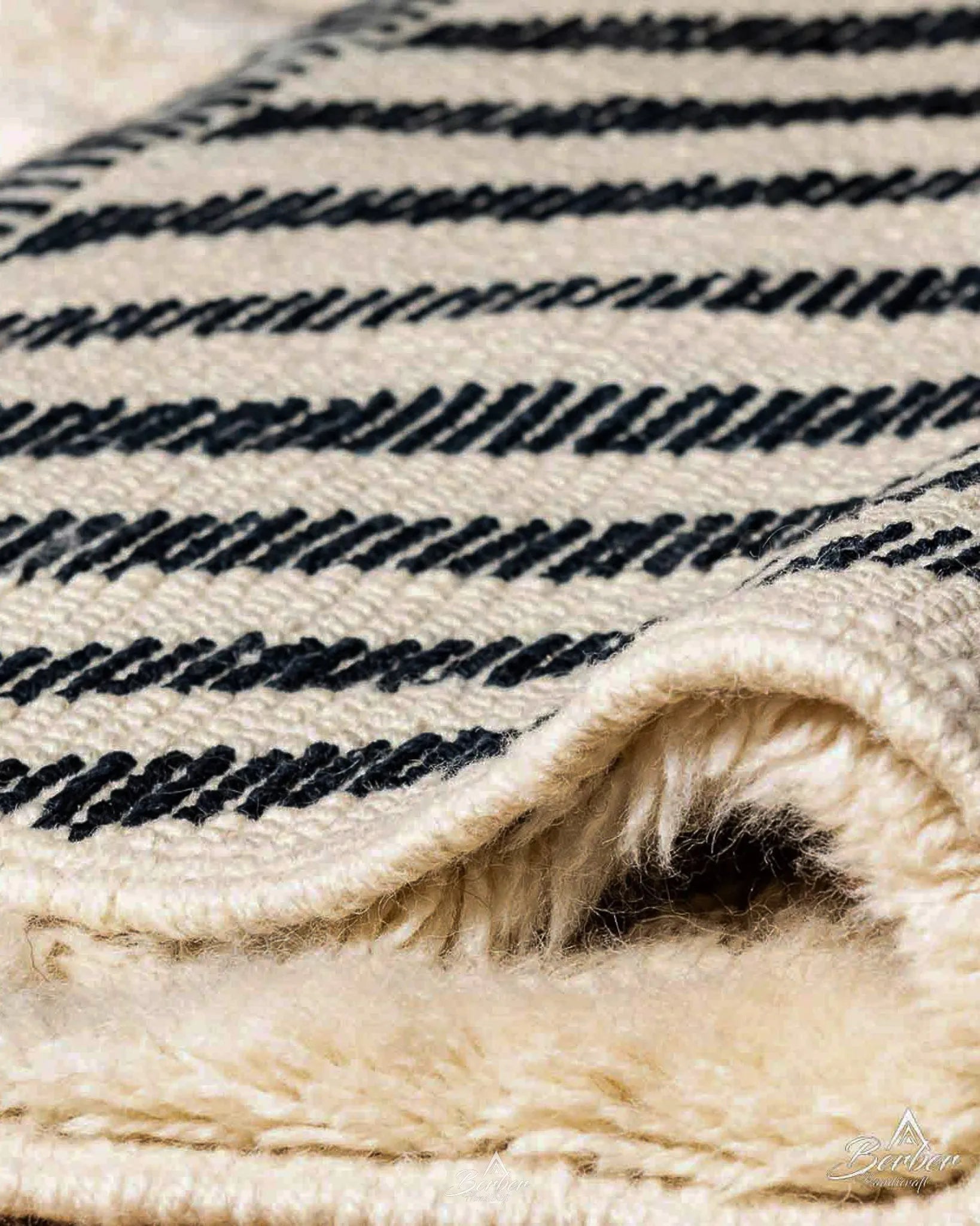 Tribal Beni Ourain Rug 3 X 5 Ft | 90 X 150 Cm / With Tassels / Short (0.4” / 1 cm)