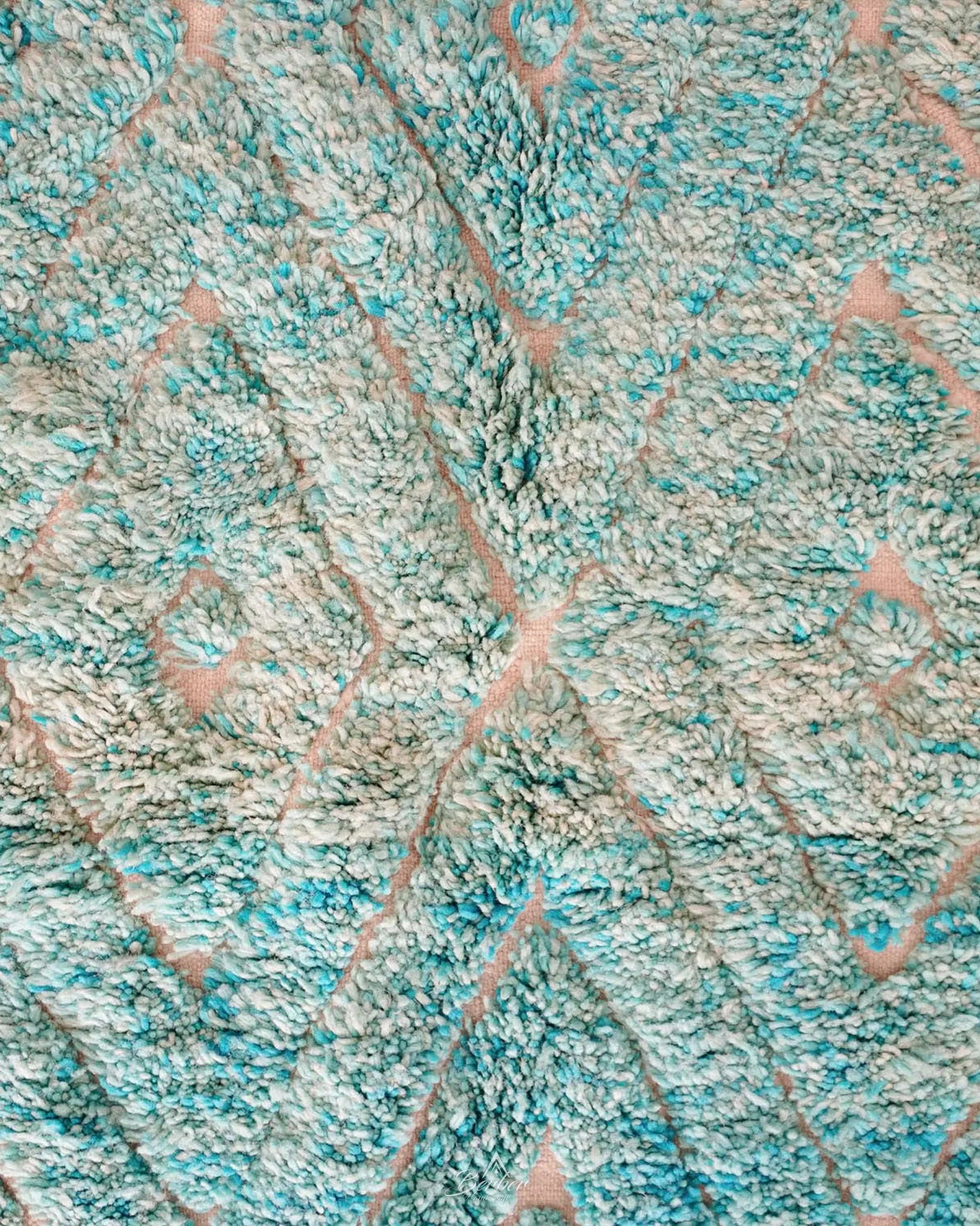 Turquoise Beni Ourain Rug 3 X 5 Ft | 90 X 150 Cm / With Tassels / Short (0.4” / 1 cm)