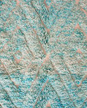 Turquoise Beni Ourain Rug 3 X 5 Ft | 90 X 150 Cm / With Tassels / Short (0.4” / 1 cm)