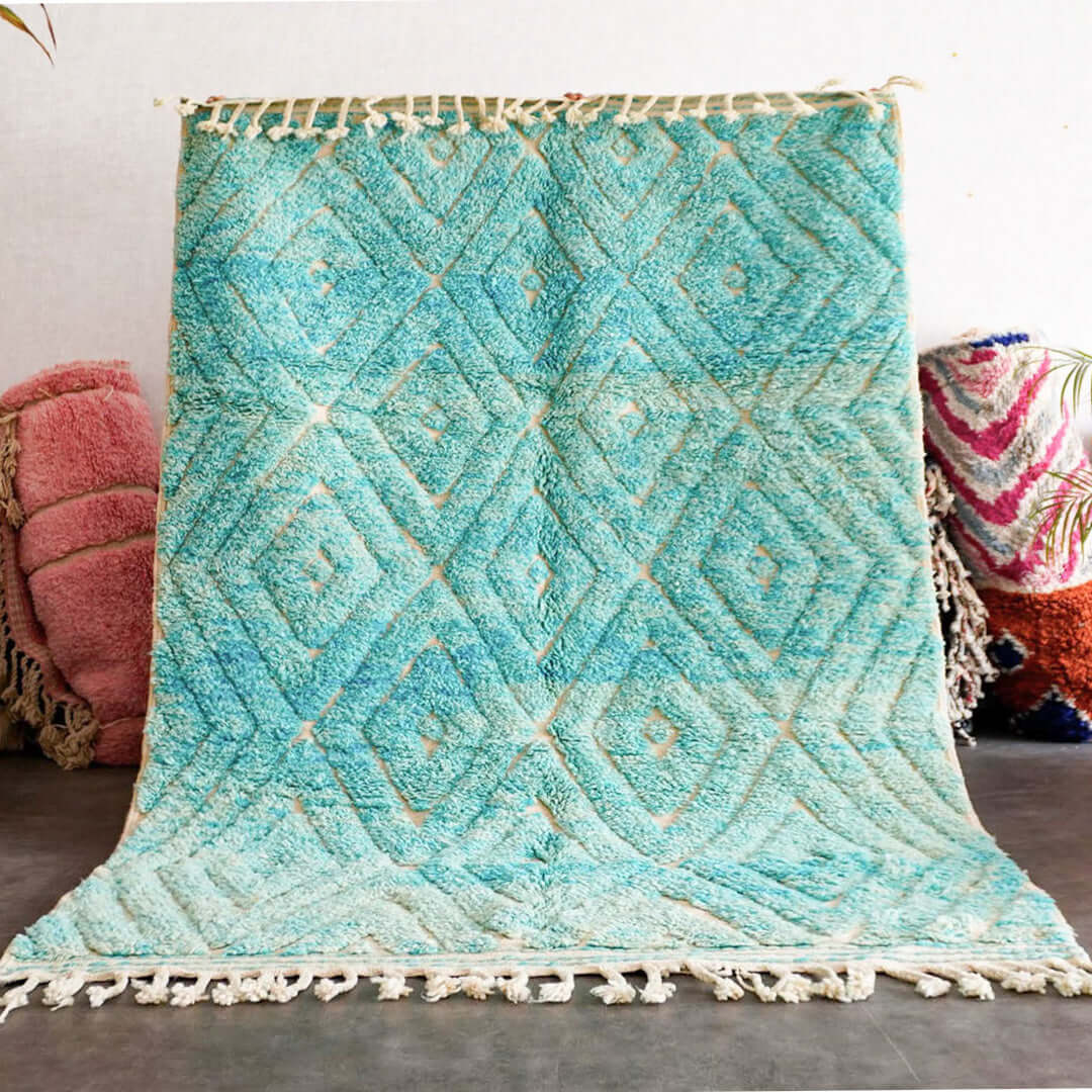 Turquoise Beni Ourain Rug - Berber Handicraft